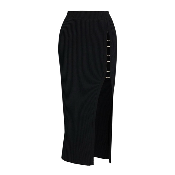 NICHOLASEmbellished ribbed-knit midi skirt